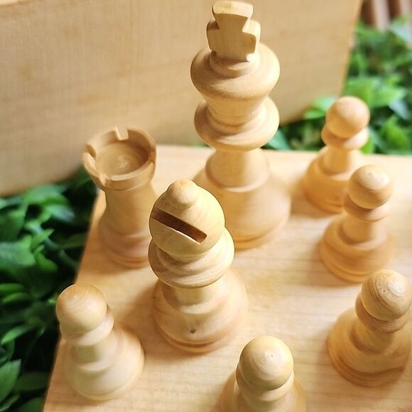 Vintage French Carved Wooden Chess Pieces - Picture 5 of 17